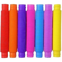 Amillc pack of 10 pop tubes fidget toy pop it colorful stretch tube sensory tool for kids adult elastic tube