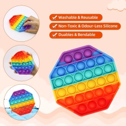 DJJKKL Silicone Push Pop Fidget Poppers Toy, Rainbow Small