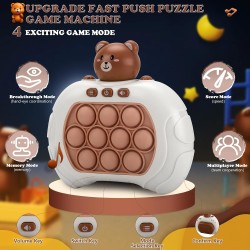Fast Push Game Pop Fidget Toys for Kids, Pop Toy Fast Push Game, Push Bubble Stress Toy, Electronic Fidget Light Up Sensory Toys Travel Bubble Handheld Game Birthday Gifts for Girl Boys - Brown Bear