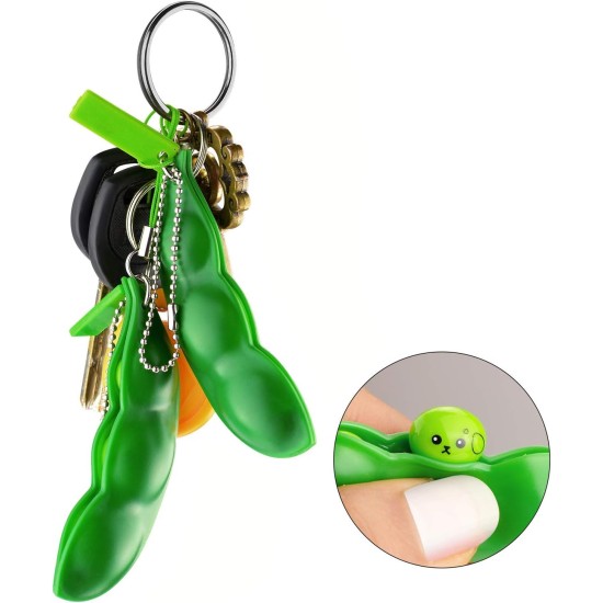 Anpole Keyring Extrusion Bean Pea Soybean Stress Relieving Chain Toys Set Of 5 Pieces - Green Anpole Keyring Extrusion Bean Pea Soybean Stress Relieving Chain Toys Set Of 5 Pieces - Green