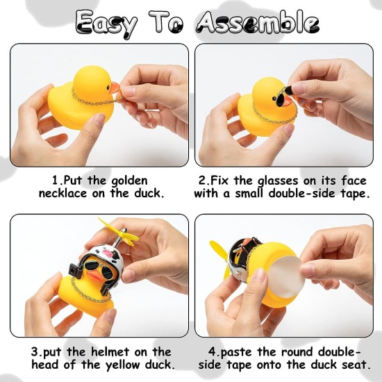 FASHION MANIA Rubber Duck Toy Car Ornaments Yellow Duck Car Dashboard Decorations Squeeze Duck Bicycle Horns with Propeller Helmet Shark Design