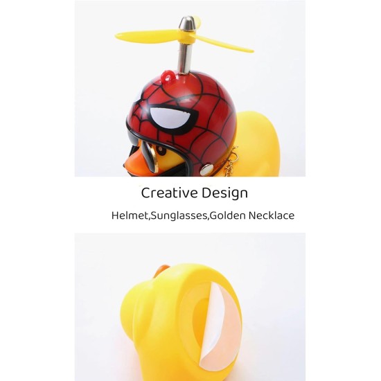 FASHION MANIA Rubber Duck Toy Car Ornaments Yellow Duck Car Dashboard Decorations Squeeze Duck Bicycle Horns with Propeller Helmet &Sunglass&Golden Necklace Spideman Design FASHION MANIA Rubber Duck Toy Car Ornaments Yellow Duck Car Dashboard Decorations Squeeze Duck Bicycle Horns with Propeller Helmet &Sunglass&Golden Necklace Spideman Design