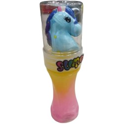 Unicorn Crystal Slime Mud in a Plastic Bottle Blue Head (Gold/Pink)
