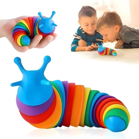 COOLCOLD Kids Toy, Small Slug Fidget Toys, Baby Toys, Sensory Toys for Kids, Clicky Sound Making Toy, Flexible Stretchable Joints Toy for Anxiety, Autism (19 CM, Rainbow) COOLCOLD Kids Toy, Small Slug Fidget Toys, Baby Toys, Sensory Toys for Kids, Clicky Sound Making Toy, Flexible Stretchable Joints Toy for Anxiety, Autism (19 CM, Rainbow)