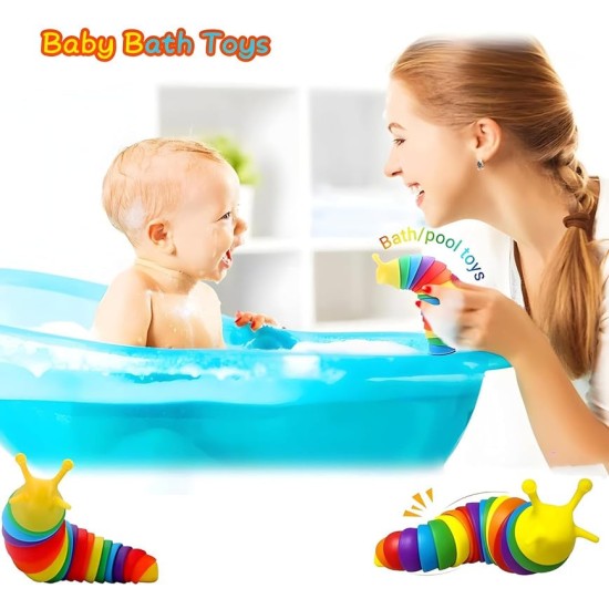 COOLCOLD Kids Toy, Small Slug Fidget Toys, Baby Toys, Sensory Toys for Kids, Clicky Sound Making Toy, Flexible Stretchable Joints Toy for Anxiety, Autism (19 CM, Rainbow) COOLCOLD Kids Toy, Small Slug Fidget Toys, Baby Toys, Sensory Toys for Kids, Clicky Sound Making Toy, Flexible Stretchable Joints Toy for Anxiety, Autism (19 CM, Rainbow)