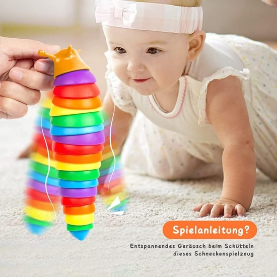 COOLCOLD Kids Toy, Small Slug Fidget Toys, Baby Toys, Sensory Toys for Kids, Clicky Sound Making Toy, Flexible Stretchable Joints Toy for Anxiety, Autism (19 CM, Rainbow) COOLCOLD Kids Toy, Small Slug Fidget Toys, Baby Toys, Sensory Toys for Kids, Clicky Sound Making Toy, Flexible Stretchable Joints Toy for Anxiety, Autism (19 CM, Rainbow)