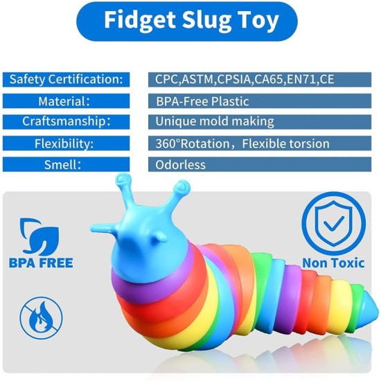 COOLCOLD Kids Toy, Small Slug Fidget Toys, Baby Toys, Sensory Toys for Kids, Clicky Sound Making Toy, Flexible Stretchable Joints Toy for Anxiety, Autism (19 CM, Rainbow) COOLCOLD Kids Toy, Small Slug Fidget Toys, Baby Toys, Sensory Toys for Kids, Clicky Sound Making Toy, Flexible Stretchable Joints Toy for Anxiety, Autism (19 CM, Rainbow)