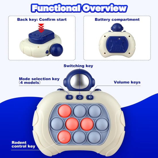 Coolden Quick Push Game Pop It Fidget Electronic Sensor Game Push Bubble Fidget Sensory Squeeze Toys Decompression Puzzle Toy Machine Fidget Toy Gift for Children Adults Blue