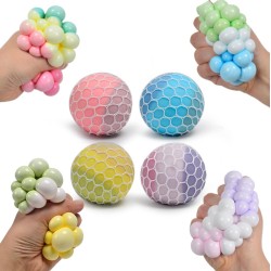 Dhjrefhhd 1Pcs Colored Soft Grape Mesh Pressure Balls Squeeze Change Color Balls Stress Relieve Sensory Squishy Balls Hand Exercise Bouncy Balls. (Blue)