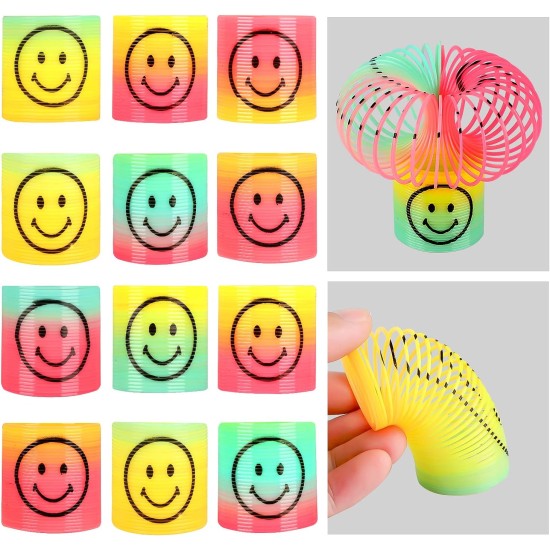 Generic LISOPO Pack of 12 Smiley Rainbow Spiral Springs Magic Rainbow Puzzle Gift Children's Birthday Educational Toy