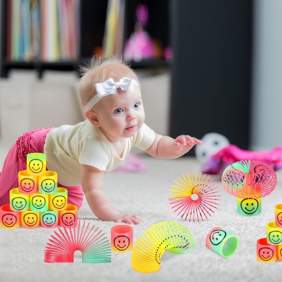 Generic LISOPO Pack of 12 Smiley Rainbow Spiral Springs Magic Rainbow Puzzle Gift Children's Birthday Educational Toy