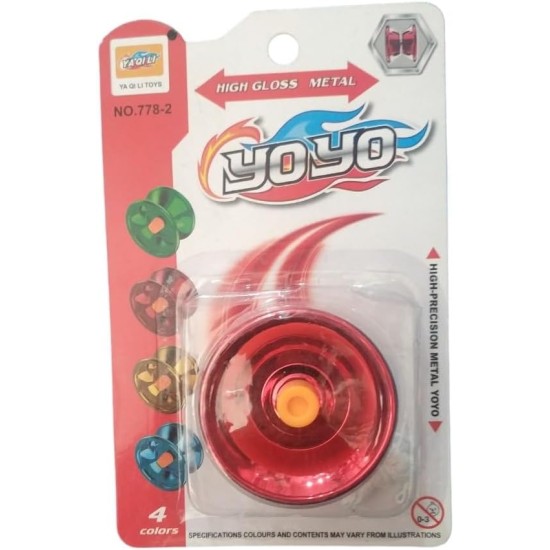 Metallic YoYo Spinner Toy for Kids | Made of Fine Quality High Gloss Metal | with Approx. 1 m Long String | - Red Metallic YoYo Spinner Toy for Kids | Made of Fine Quality High Gloss Metal | with Approx. 1 m Long String | - Red