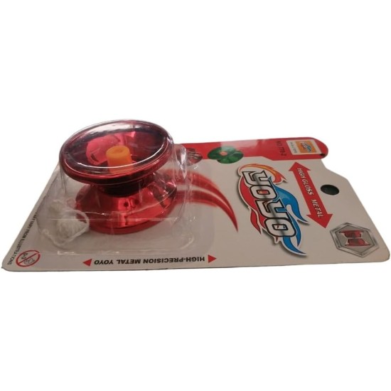 Metallic YoYo Spinner Toy for Kids | Made of Fine Quality High Gloss Metal | with Approx. 1 m Long String | - Red Metallic YoYo Spinner Toy for Kids | Made of Fine Quality High Gloss Metal | with Approx. 1 m Long String | - Red