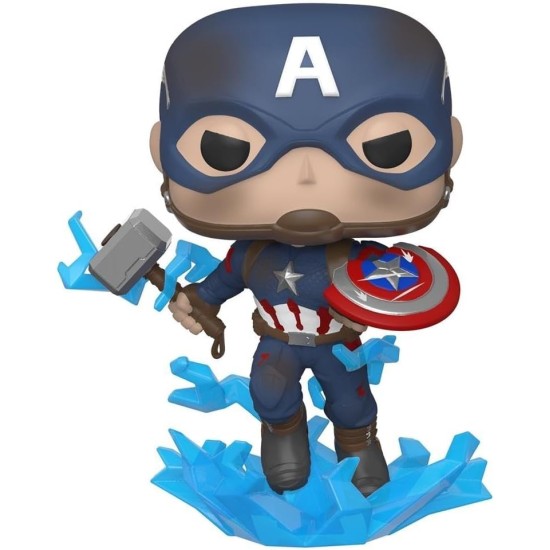 Funko Pop Marvel: Endgame Captain America With Broken Shield And Mjolnir, Action Figure 45137, Multicolor, 3.75 Inches Funko Pop Marvel: Endgame Captain America With Broken Shield And Mjolnir, Action Figure 45137, Multicolor, 3.75 Inches