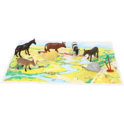 Hs natural world plastic farm animal mini figures for kids - assorted