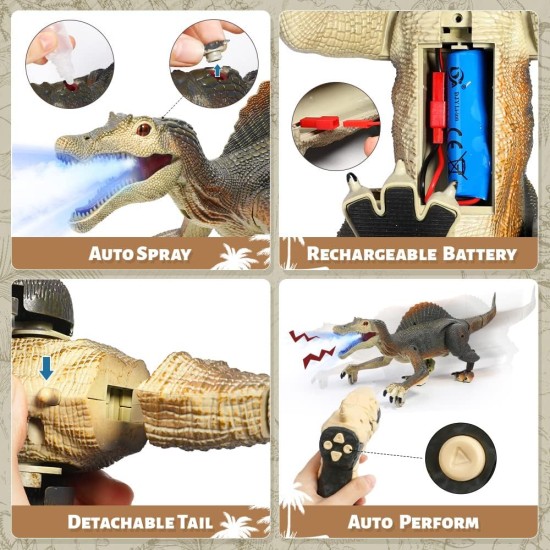 FRUSE Remote Control Dinosaur Toy, Dino Remote Controlled with Light Tracking, Spray Mist, Rechargeable Battery, Jurassic Dinosaur Toy for Boys Girls Children Age 3 4 5 6 7 8 FRUSE Remote Control Dinosaur Toy, Dino Remote Controlled with Light Tracking, Spray Mist, Rechargeable Battery, Jurassic Dinosaur Toy for Boys Girls Children Age 3 4 5 6 7 8