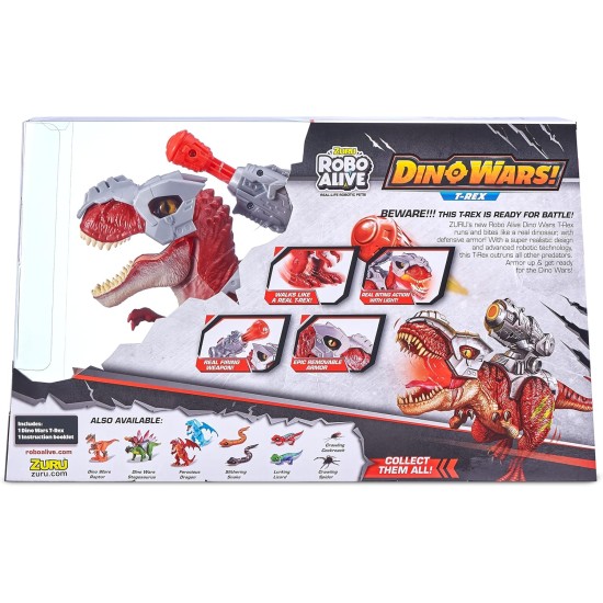 Robo Alive Zuru dino wars walking t-rex toy with epic armor, dino blaster & light up features and lifelike roars Robo Alive Zuru dino wars walking t-rex toy with epic armor, dino blaster & light up features and lifelike roars