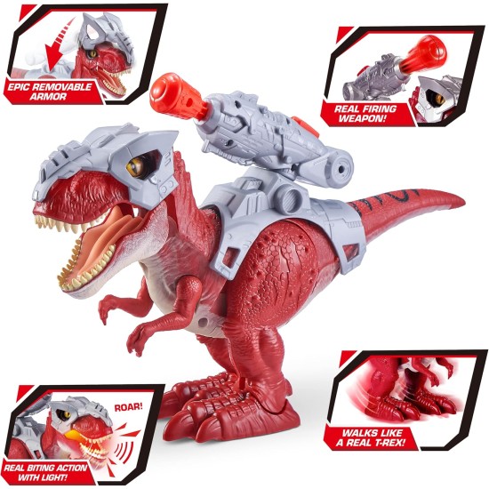 Robo Alive Zuru dino wars walking t-rex toy with epic armor, dino blaster & light up features and lifelike roars Robo Alive Zuru dino wars walking t-rex toy with epic armor, dino blaster & light up features and lifelike roars