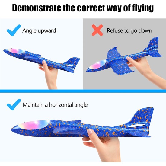 2 Pack LED Light Airplane,17.5" Large Throwing Foam Plane,2 Flight Mode Glider Plane,Flying Toy for Kids,Gifts for 3 4 5 6 7 8 9 Years Old Boy,Outdoor Sport Toys Birthday Party Favors Foam Airplane 2 Pack LED Light Airplane,17.5" Large Throwing Foam Plane,2 Flight Mode Glider Plane,Flying Toy for Kids,Gifts for 3 4 5 6 7 8 9 Years Old Boy,Outdoor Sport Toys Birthday Party Favors Foam Airplane