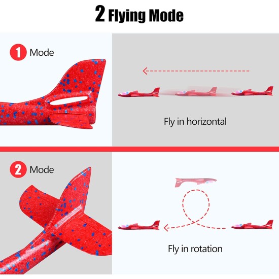 2 Pack LED Light Airplane,17.5" Large Throwing Foam Plane,2 Flight Mode Glider Plane,Flying Toy for Kids,Gifts for 3 4 5 6 7 8 9 Years Old Boy,Outdoor Sport Toys Birthday Party Favors Foam Airplane 2 Pack LED Light Airplane,17.5" Large Throwing Foam Plane,2 Flight Mode Glider Plane,Flying Toy for Kids,Gifts for 3 4 5 6 7 8 9 Years Old Boy,Outdoor Sport Toys Birthday Party Favors Foam Airplane