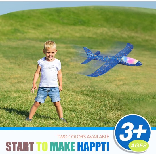 2 Pack LED Light Airplane,17.5" Large Throwing Foam Plane,2 Flight Mode Glider Plane,Flying Toy for Kids,Gifts for 3 4 5 6 7 8 9 Years Old Boy,Outdoor Sport Toys Birthday Party Favors Foam Airplane 2 Pack LED Light Airplane,17.5" Large Throwing Foam Plane,2 Flight Mode Glider Plane,Flying Toy for Kids,Gifts for 3 4 5 6 7 8 9 Years Old Boy,Outdoor Sport Toys Birthday Party Favors Foam Airplane