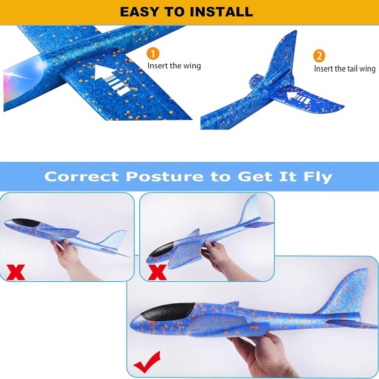 AYEBIA Foam Airplanes,Flying Glider Plane Toys for Kids 3 4 5 6-12 Years Old Boys Girls, Throwing Foam Airplane Gifts for Outdoor, Garden Games (SET OF 3) AYEBIA Foam Airplanes,Flying Glider Plane Toys for Kids 3 4 5 6-12 Years Old Boys Girls, Throwing Foam Airplane Gifts for Outdoor, Garden Games (SET OF 3)