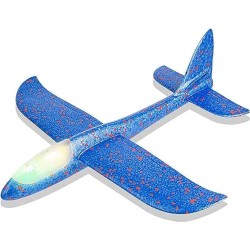 ECVV Flying Glider Planes With Flash LED Light 18.9" Foam Flight Mode Throwing Air Plane Aerobatic Airplane Outdoor Sport Game Toys Gift for Kids 3 4 5 6 7 Year Old Boy BLUE ll