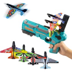 GKDOMS Airplane Toy Bubble Catapult Shooting Games One-Click Ejection Model Plane Launcher Toy Flying Toys with Foam Glider Airplane Indoor Outdoor Toys Birthday Gifts for Boys Girls Toddlers Kids