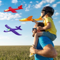 SGTT PRO 2 PCS Throwing Foam Flying Plane Led Light Airplane 17.5" Throwing Foam Plane 2 For Kids 3 to 9 Years, Large, Assorted Colors (2 PIECES)