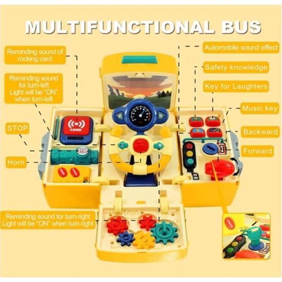 Fantastic-Kids-Toys School Bus Toy with Sound and Light Simulation Steering Wheel, Musical School Bus Toy for Toddlers, Multifunctional Educational Bus Driving Educational Toy, Preschool Gift Fantastic-Kids-Toys School Bus Toy with Sound and Light Simulation Steering Wheel, Musical School Bus Toy for Toddlers, Multifunctional Educational Bus Driving Educational Toy, Preschool Gift