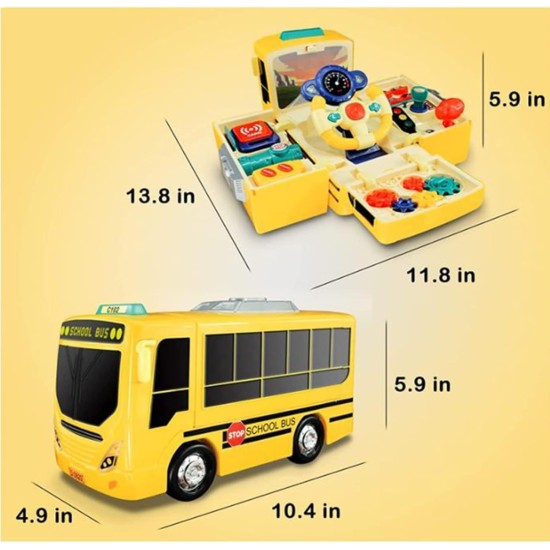 Fantastic-Kids-Toys School Bus Toy with Sound and Light Simulation Steering Wheel, Musical School Bus Toy for Toddlers, Multifunctional Educational Bus Driving Educational Toy, Preschool Gift Fantastic-Kids-Toys School Bus Toy with Sound and Light Simulation Steering Wheel, Musical School Bus Toy for Toddlers, Multifunctional Educational Bus Driving Educational Toy, Preschool Gift