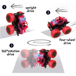 AMANNA AM ANNA 4 Pack Monster Truck Toys for Boys and Girls, Inertia Car Educational Toy Cars, Friction Powered Push and Go Toy Cars, Christmas Gift Birthday Party Supplies for Toddlers Kids (4 Color)