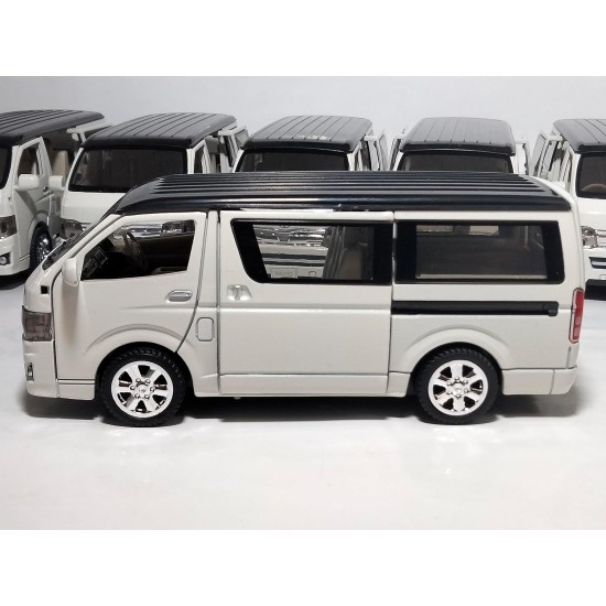 Maket Miniature Model Car Microbus Metal Opening Doors Hood Bag Sound And Light Size 1/32 White Maket Miniature Model Car Microbus Metal Opening Doors Hood Bag Sound And Light Size 1/32 White
