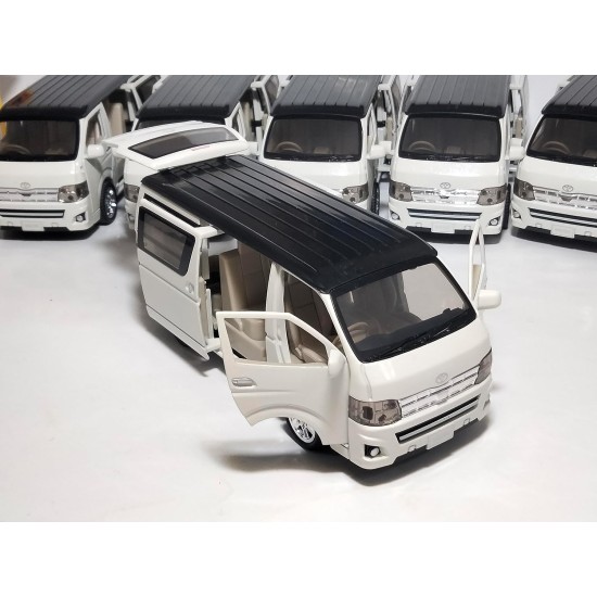 Maket Miniature Model Car Microbus Metal Opening Doors Hood Bag Sound And Light Size 1/32 White Maket Miniature Model Car Microbus Metal Opening Doors Hood Bag Sound And Light Size 1/32 White