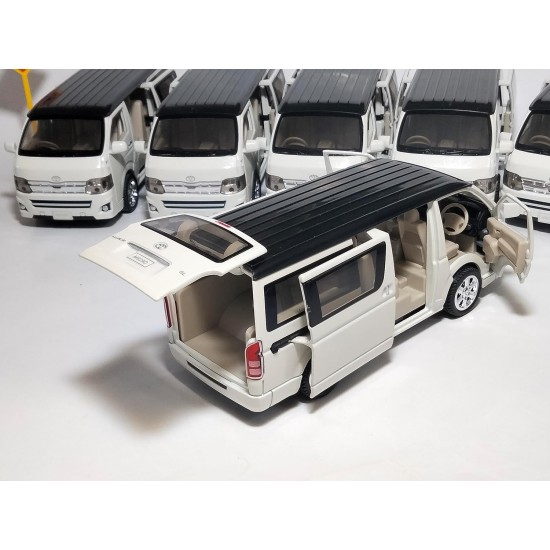 Maket Miniature Model Car Microbus Metal Opening Doors Hood Bag Sound And Light Size 1/32 White Maket Miniature Model Car Microbus Metal Opening Doors Hood Bag Sound And Light Size 1/32 White