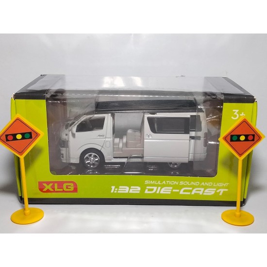 Maket Miniature Model Car Microbus Metal Opening Doors Hood Bag Sound And Light Size 1/32 White Maket Miniature Model Car Microbus Metal Opening Doors Hood Bag Sound And Light Size 1/32 White