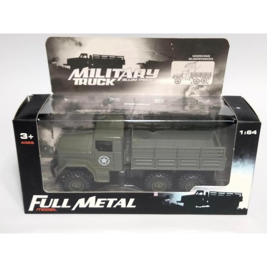 Miniature Maquette Full Metal Army Transport Car Model + Gift - 1/64-12 cm - Green