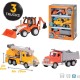 Micro Construction Fleet Driven, Micro Small Toy Construction Vehicle Fleet, Set of 3 Pieces Micro Construction Fleet Driven, Micro Small Toy Construction Vehicle Fleet, Set of 3 Pieces
