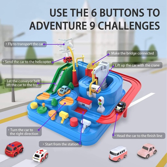 Car Adventure Toys with 2 Toy Vehicle, Car Track for Toddlers 3-5 Year Old Boys Girls - No Battery, Lnfinite Loop Toy, Race Tracks Toy for Toys for 3+ Year Kids Birthday Gifts (Classic Blue) Car Adventure Toys with 2 Toy Vehicle, Car Track for Toddlers 3-5 Year Old Boys Girls - No Battery, Lnfinite Loop Toy, Race Tracks Toy for Toys for 3+ Year Kids Birthday Gifts (Classic Blue)