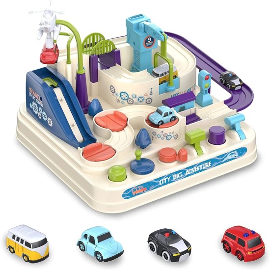 Moonmen Car Adventure Toys,Cars Race Track Toys with 4 Toy Vehicle,Preschool Educational & Interactive Toy for Toddlers 3 4 5 6 7 8 Year Old Boys Girls (Macaron) Moonmen Car Adventure Toys,Cars Race Track Toys with 4 Toy Vehicle,Preschool Educational & Interactive Toy for Toddlers 3 4 5 6 7 8 Year Old Boys Girls (Macaron)
