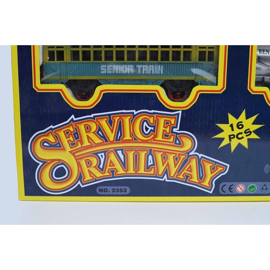 Generic Service railway train set toy for kids - authentic puffing smoke ,over 384 cm of track - battery operated -16 pieces , multi colors Generic Service railway train set toy for kids - authentic puffing smoke ,over 384 cm of track - battery operated -16 pieces , multi colors