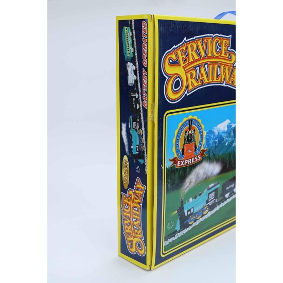 Generic Service railway train set toy for kids - authentic puffing smoke ,over 384 cm of track - battery operated -16 pieces , multi colors Generic Service railway train set toy for kids - authentic puffing smoke ,over 384 cm of track - battery operated -16 pieces , multi colors