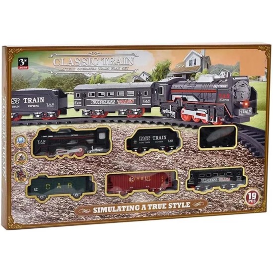 MT-TOYS Electric Train Track Toy Antique Train Toy With Music Light And Puffing Smoke Set 19 PCS MT-TOYS Electric Train Track Toy Antique Train Toy With Music Light And Puffing Smoke Set 19 PCS
