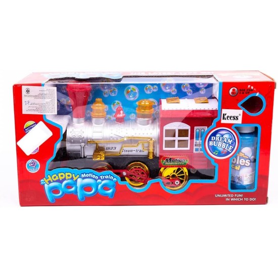 Plastic Hgappy Motion Bubbles Train With Battery Operated Sound Light System For Kids Set Of Two Pieces - Multi Color Plastic Hgappy Motion Bubbles Train With Battery Operated Sound Light System For Kids Set Of Two Pieces - Multi Color