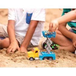 Driven by Battat Micro Scissor Lift Truck with Movable Basket, Light & Sound Effects for Kids Aged 3+ ,Yellow/Blue,WH1074Z
