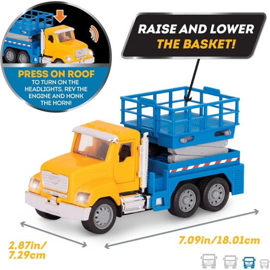 Driven by Battat Micro Scissor Lift Truck with Movable Basket, Light & Sound Effects for Kids Aged 3+ ,Yellow/Blue,WH1074Z Driven by Battat Micro Scissor Lift Truck with Movable Basket, Light & Sound Effects for Kids Aged 3+ ,Yellow/Blue,WH1074Z