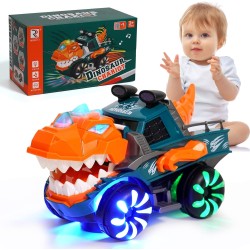 KidsMind Dinosaur Monster Truck for Baby Boy Music and Light Up Toy for Toddlers 1-3,Battery Powered Dino Trucks Toy for 2 3 4 Year Old Boys Birthday Party Gift