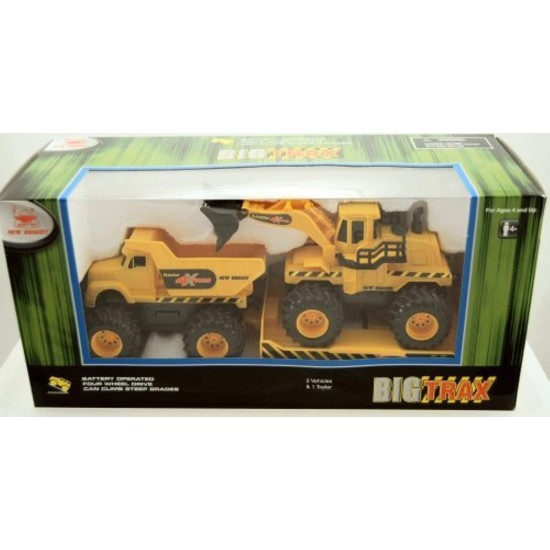 New Bright 5" B/O 4XFOURS CONSTRUCTION VEHICLES TWIN PACK WITH TRAILER Package Size (cm): 31 x 11 x 16 New Bright 5" B/O 4XFOURS CONSTRUCTION VEHICLES TWIN PACK WITH TRAILER Package Size (cm): 31 x 11 x 16
