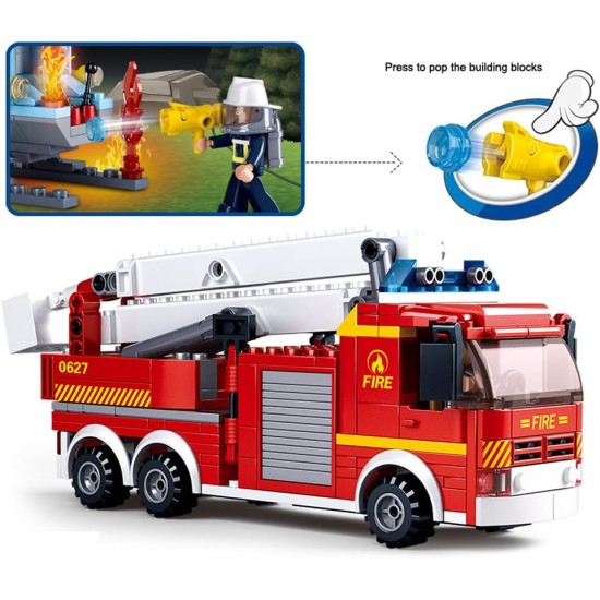 Sluban M38-B0627 Platform Truck with Fire Helicopter, Multi-Colors