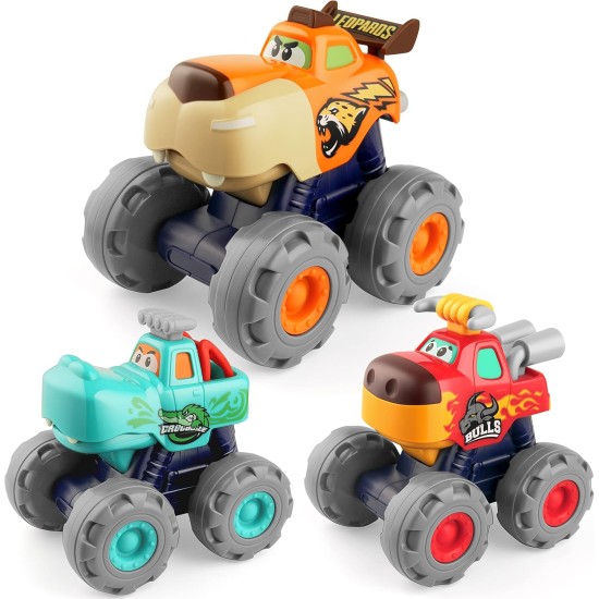 Coogam Friction Powered Cars 3PCS, Push and Go Construction Monster Vehicle Animal Trucks Toy Set, Gift for Birthday Baby Shower Xmas 123 Year Old Toddler Girls Boys Coogam Friction Powered Cars 3PCS, Push and Go Construction Monster Vehicle Animal Trucks Toy Set, Gift for Birthday Baby Shower Xmas 123 Year Old Toddler Girls Boys